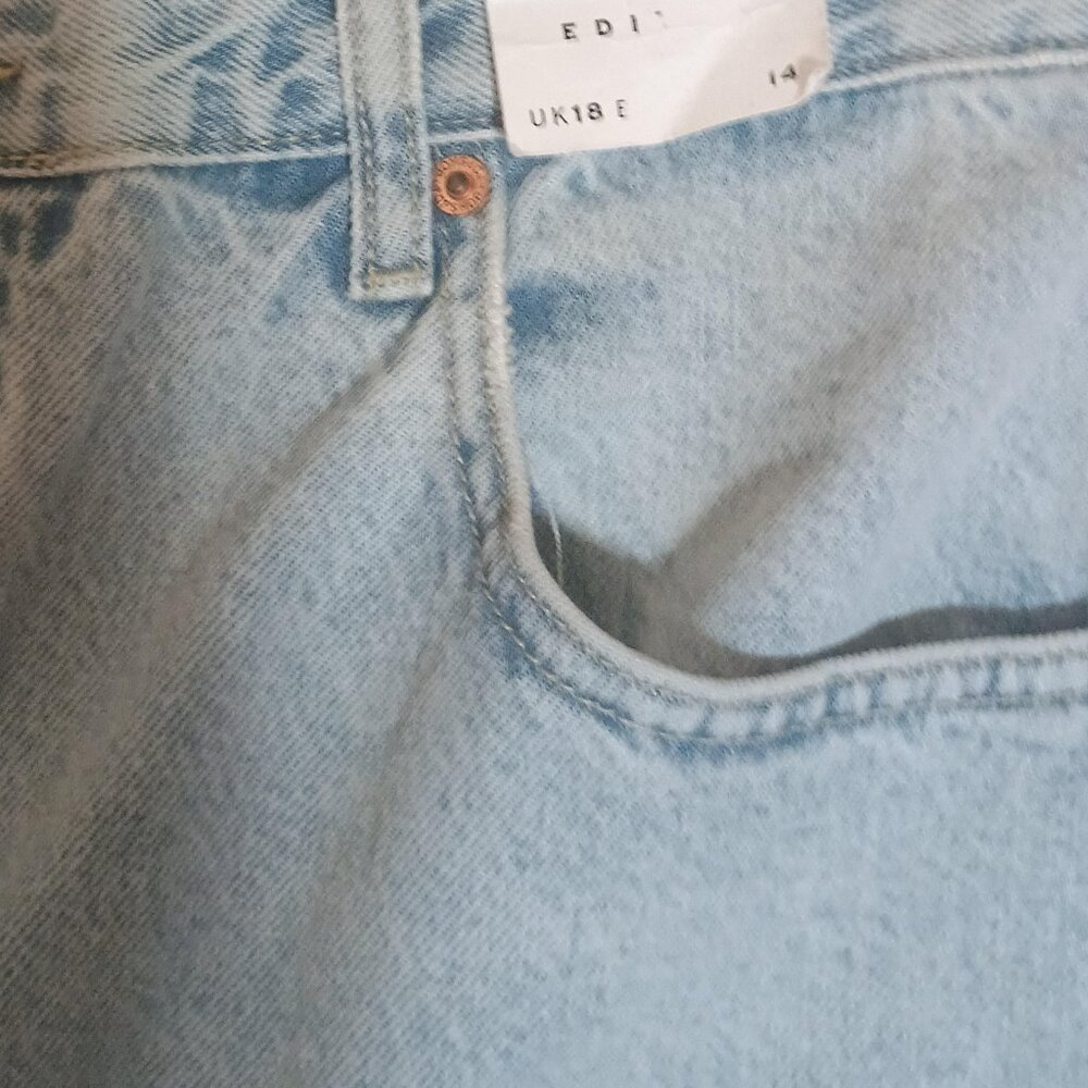 Topshop Edition Womens Jeans Size 14 W36 L34 Vintage Wash High Waist Straight Bu - Picture 3 of 8
